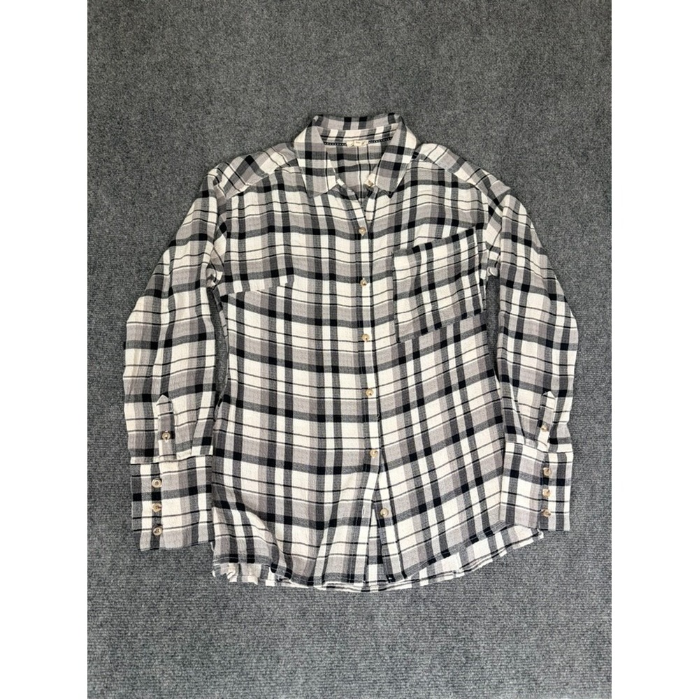 Pilcro by Anthropologie White Black Plaid Long Sleeve Womens Shirts‎ Size M